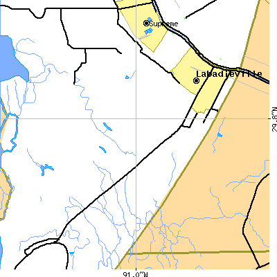 Zip code 70372 close-up map