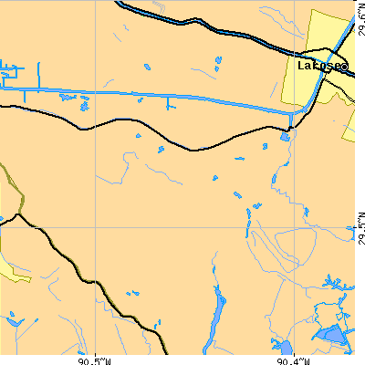 Zip code 70373 close-up map