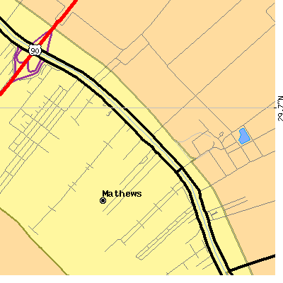 Zip code 70375 close-up map
