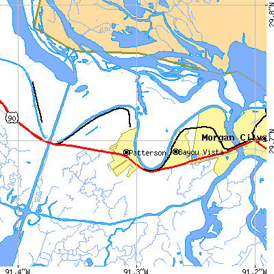 Zip code 70392 close-up map