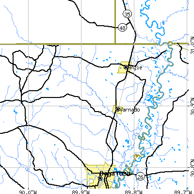 Zip code 70426 close-up map