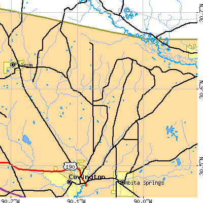 Zip code 70435 close-up map
