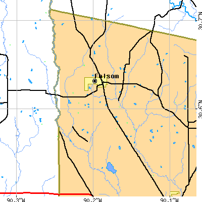 Zip code 70437 close-up map