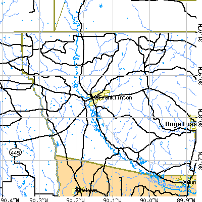Zip code 70438 close-up map