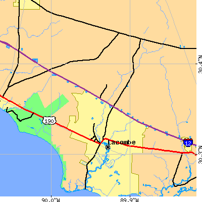 Zip code 70445 close-up map