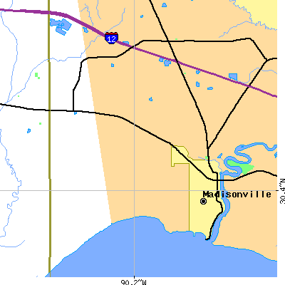 Zip code 70447 close-up map