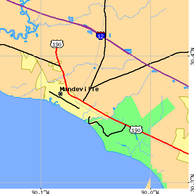 Zip code 70448 close-up map