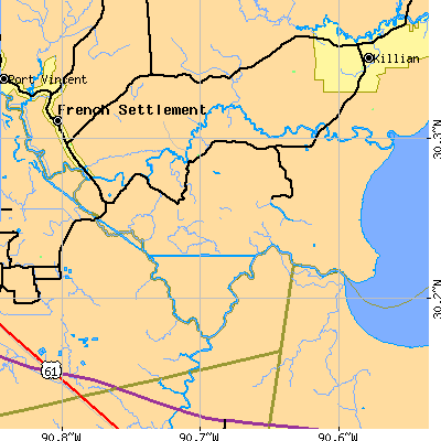 Zip code 70449 close-up map