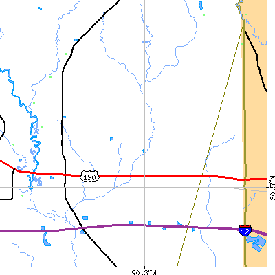 Zip code 70455 close-up map