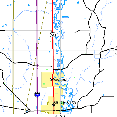 Zip code 70456 close-up map