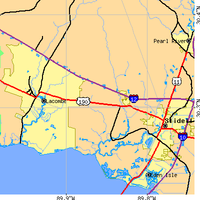 Zip code 70460 close-up map