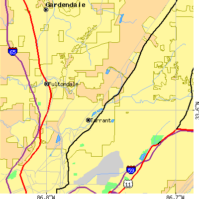 Zip code 35217 close-up map