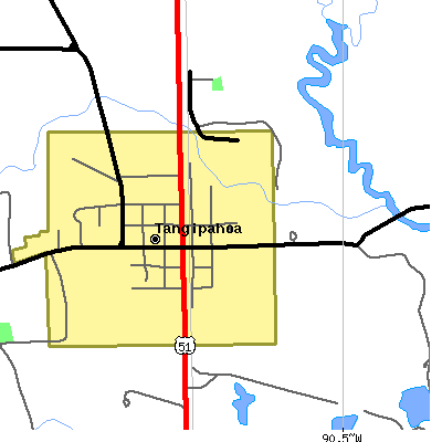 Zip code 70465 close-up map