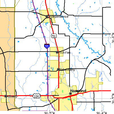 Zip code 70466 close-up map