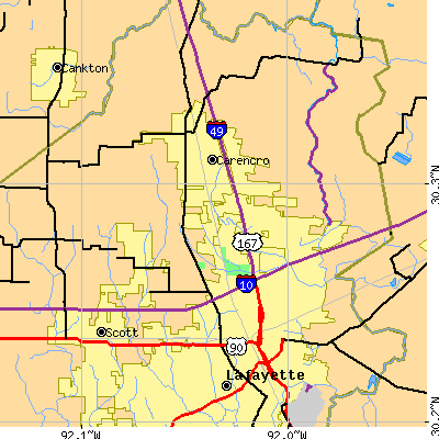 Zip code 70507 close-up map