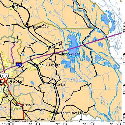 Zip code 70517 close-up map