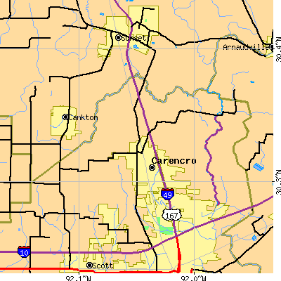 Zip code 70520 close-up map