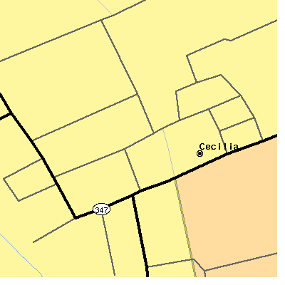 Zip code 70521 close-up map