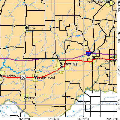 Zip code 70526 close-up map