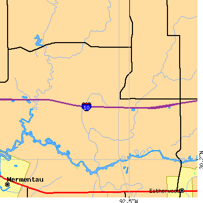 Zip code 70531 close-up map