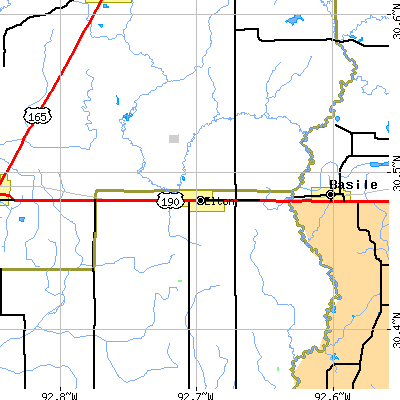 Zip code 70532 close-up map