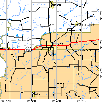 Zip code 70535 close-up map