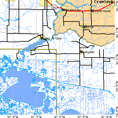 Zip code 70542 close-up map
