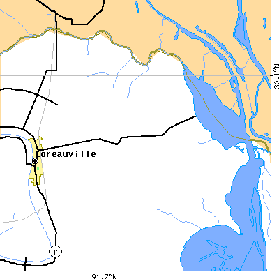 Zip code 70552 close-up map