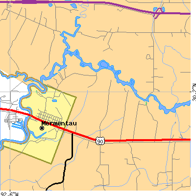 Zip code 70556 close-up map