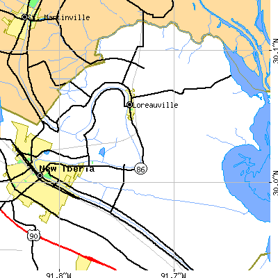 Zip code 70563 close-up map