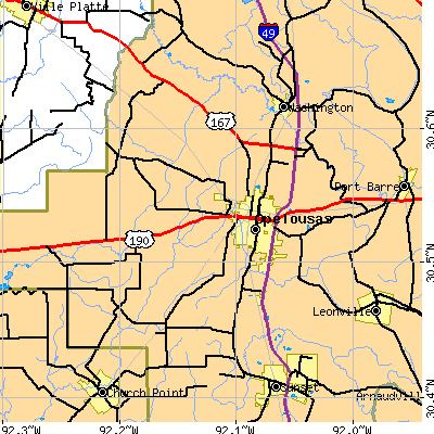 Zip code 70570 close-up map