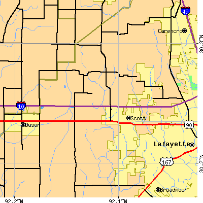 Zip code 70583 close-up map