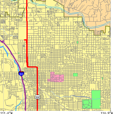 Zip code 85719 close-up map