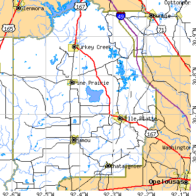 Zip code 70586 close-up map