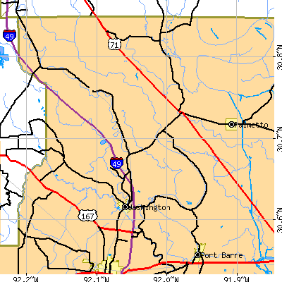 Zip code 70589 close-up map