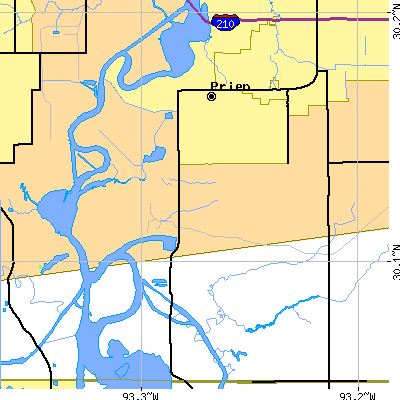 Zip code 70605 close-up map