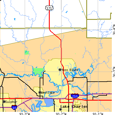 Zip code 70611 close-up map