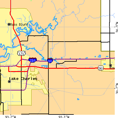 Zip code 70615 close-up map