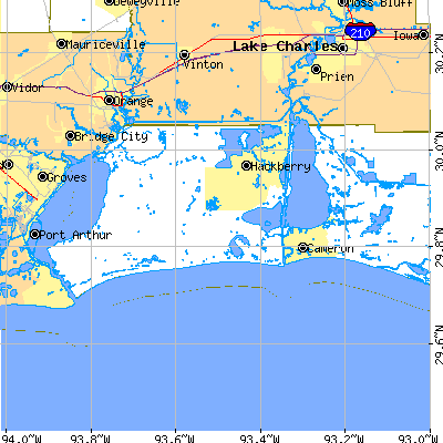 Zip code 70631 close-up map