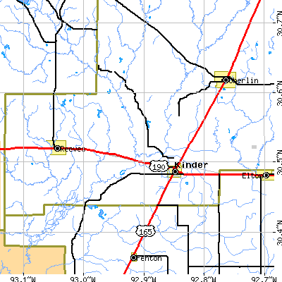Zip code 70648 close-up map