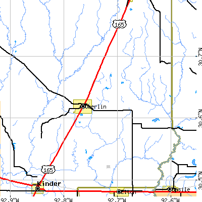 Zip code 70655 close-up map