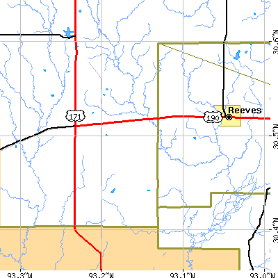 Zip code 70657 close-up map