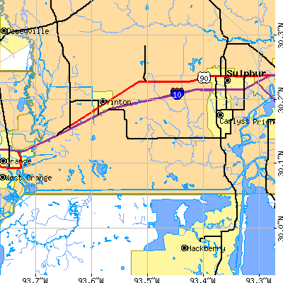 Zip code 70665 close-up map