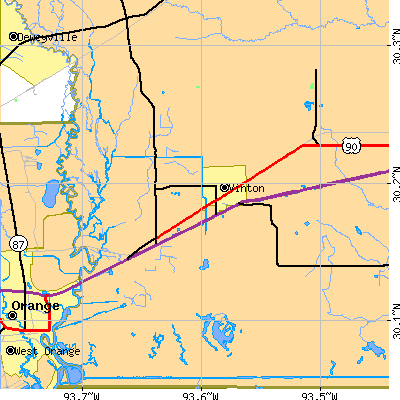 Zip code 70668 close-up map