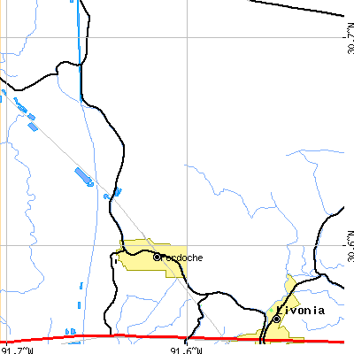 Zip code 70732 close-up map
