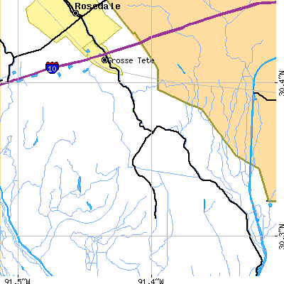 Zip code 70740 close-up map