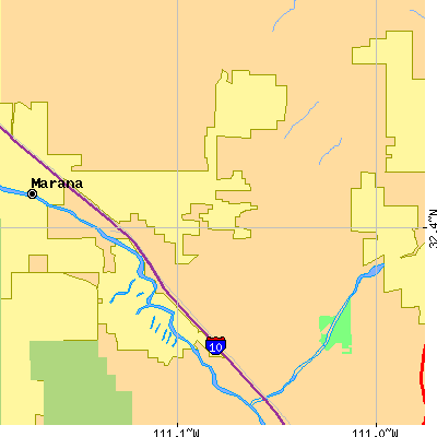 Zip code 85742 close-up map