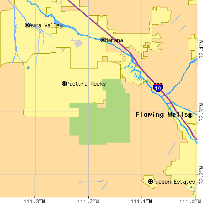 Zip code 85743 close-up map