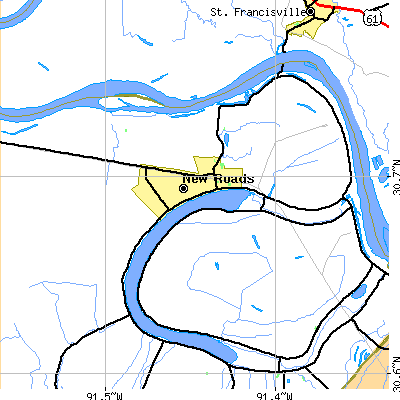 Zip code 70760 close-up map