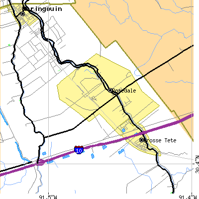 Zip code 70772 close-up map